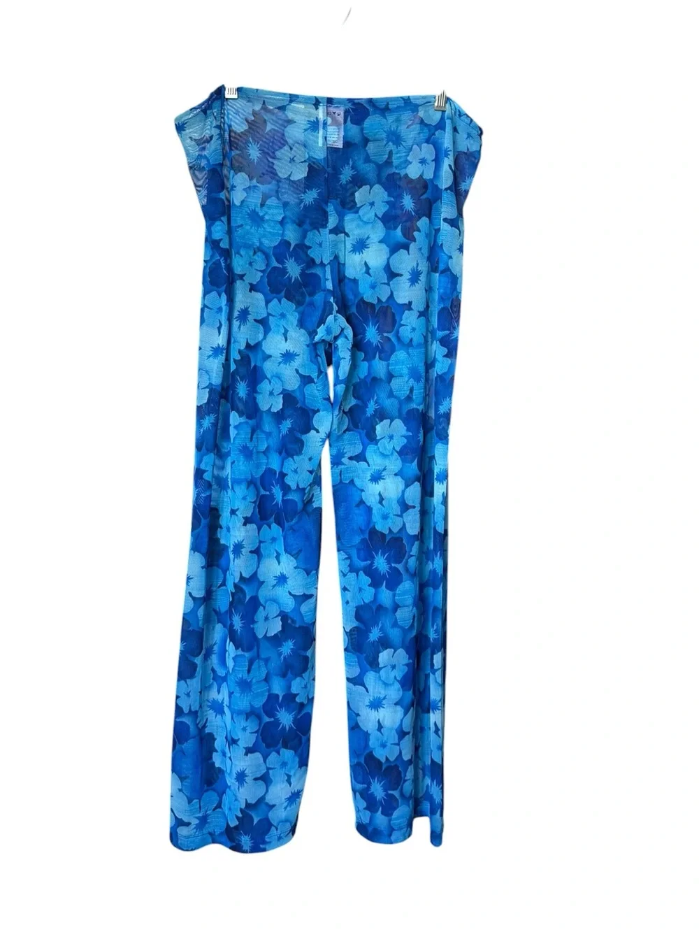 Leilani Blue Floral Sheer Beach Coverup Pants Women’s Size M/L Resort Wear - Picture 3 of 8